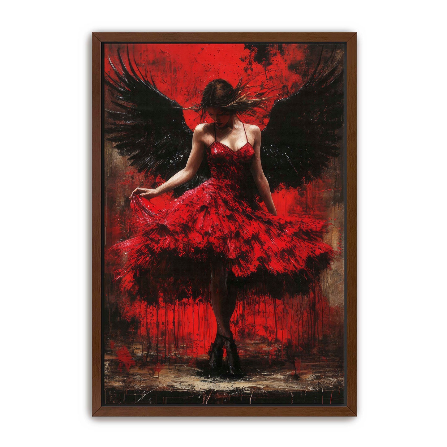 Angel in Red Dress Painting