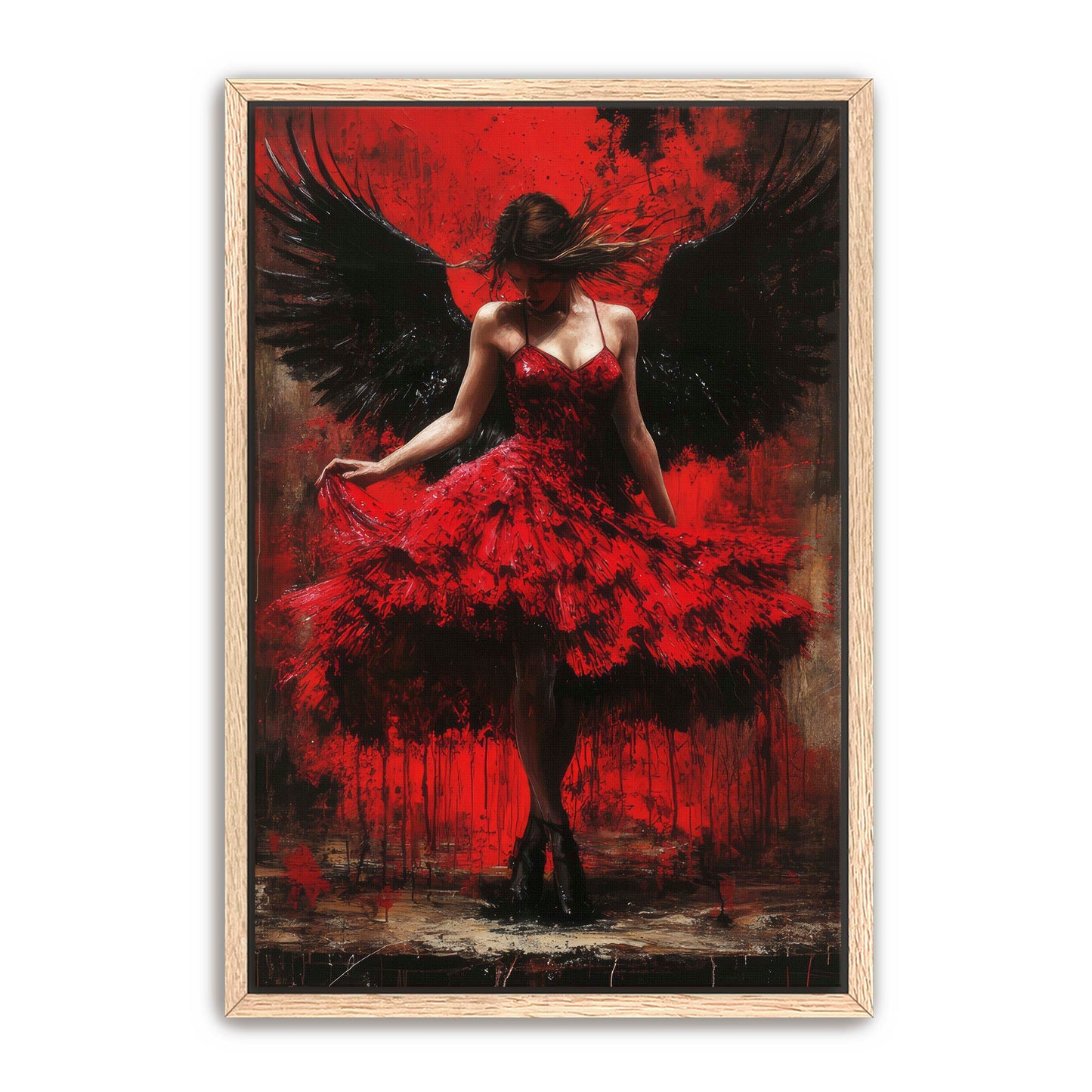 Angel in Red Dress Painting