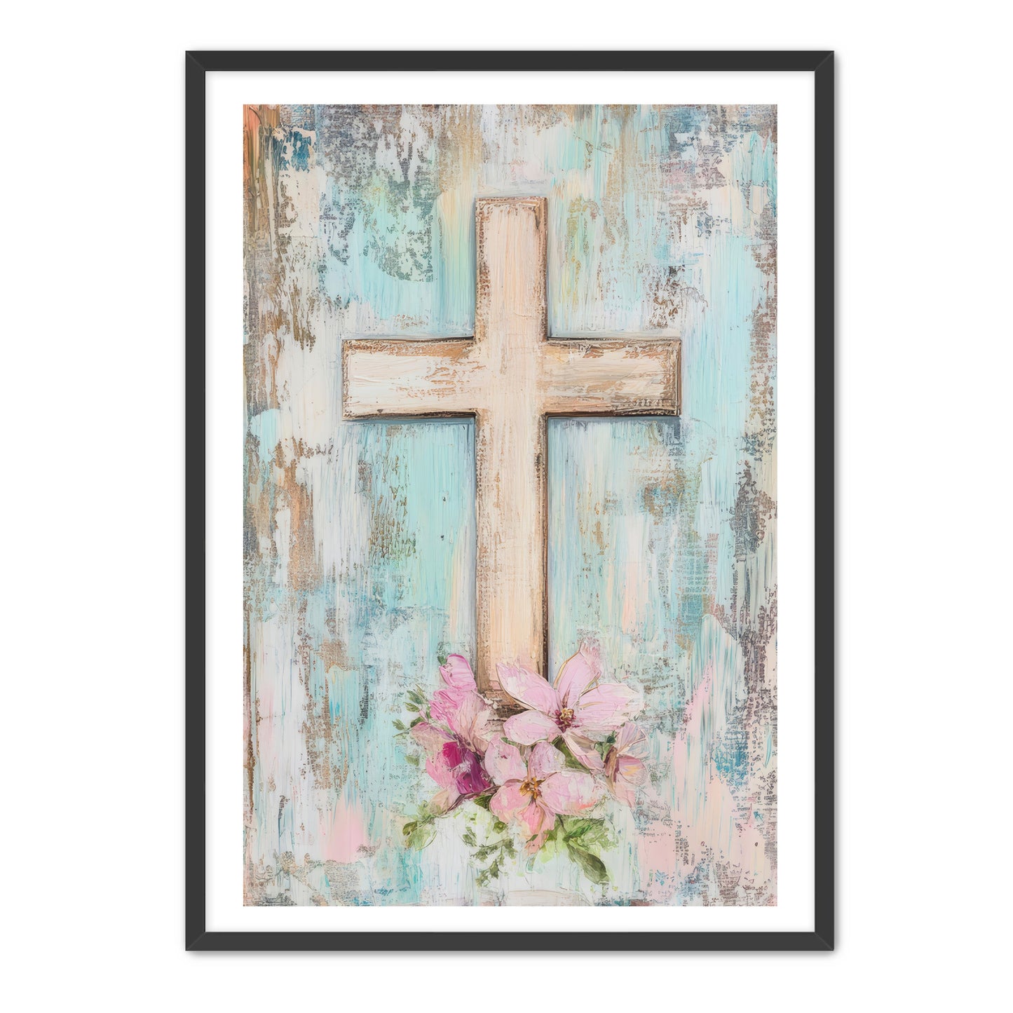 Blue and Pink Cross Print