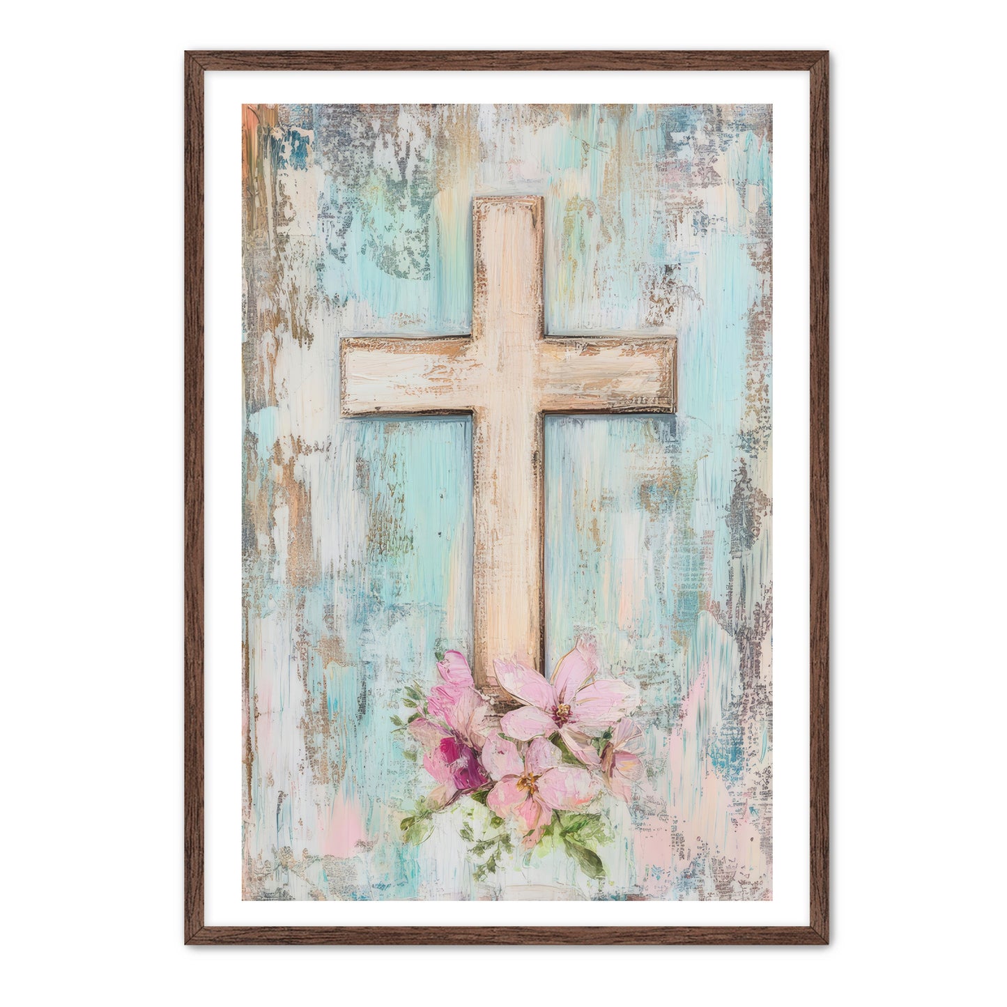 Blue and Pink Cross Print