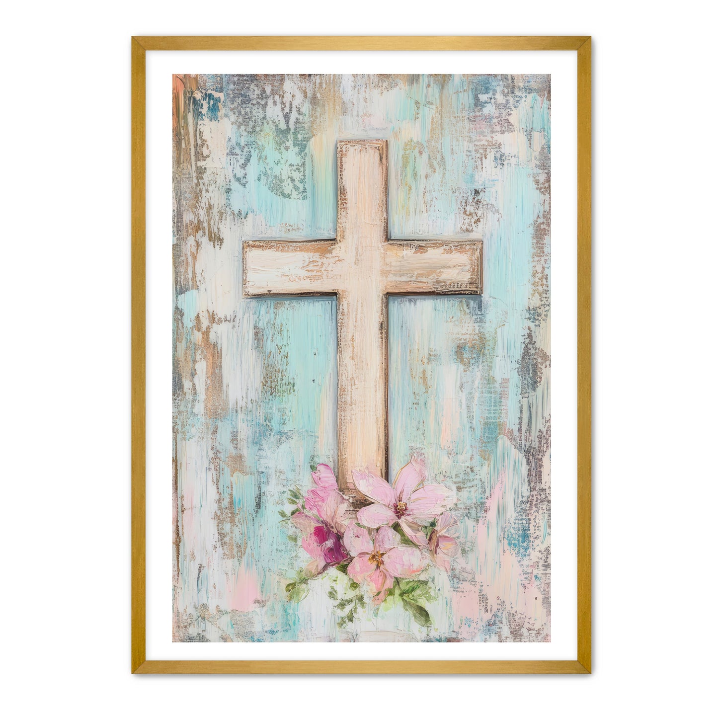 Blue and Pink Cross Print