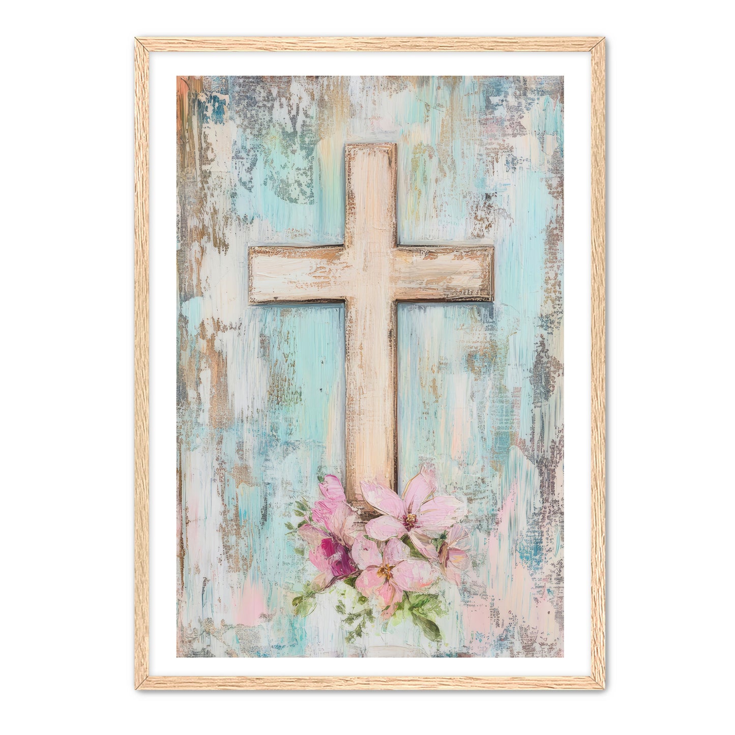 Blue and Pink Cross Print