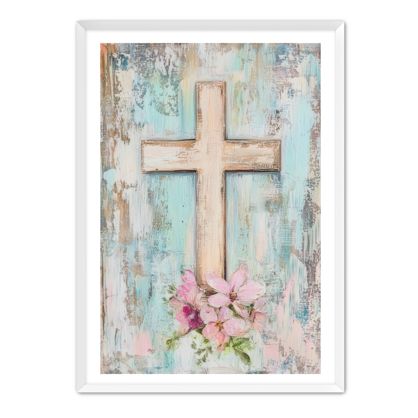 Blue and Pink Cross Print