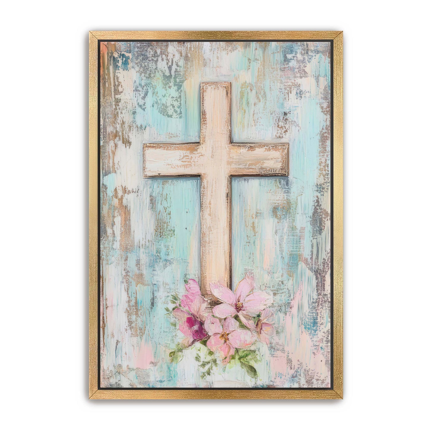Blue and Pink Cross Print