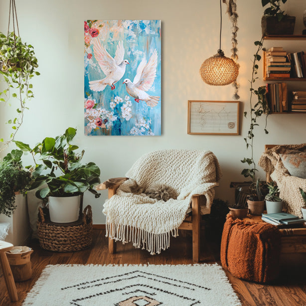 Boho Print of Doves Duo
