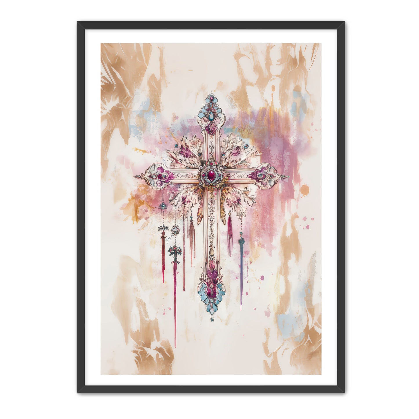 Boho Art Print with Cross