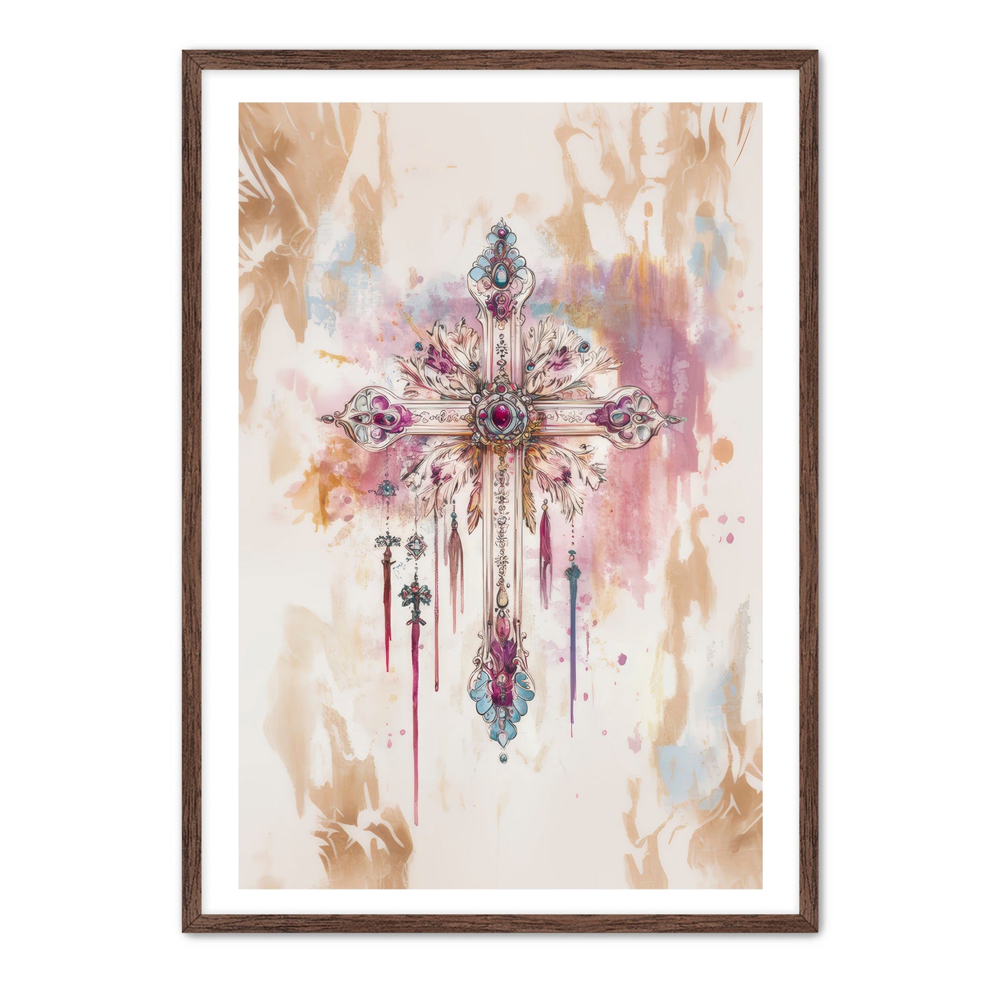 Boho Art Print with Cross