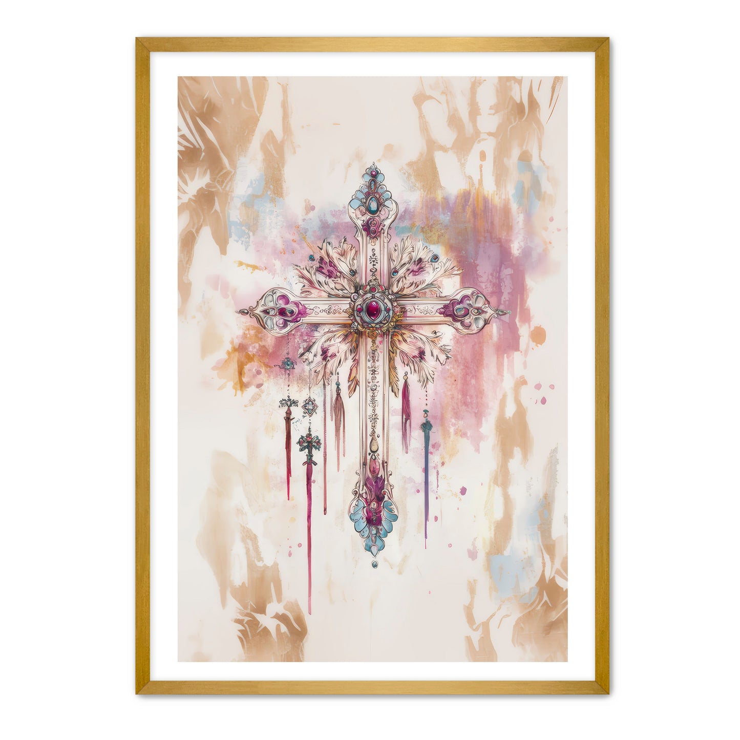 Boho Art Print with Cross