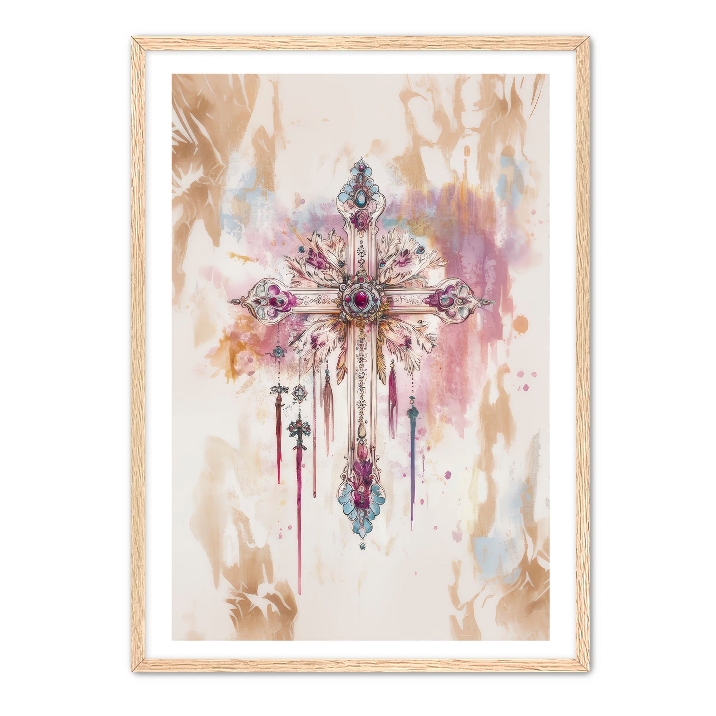 Boho Art Print with Cross