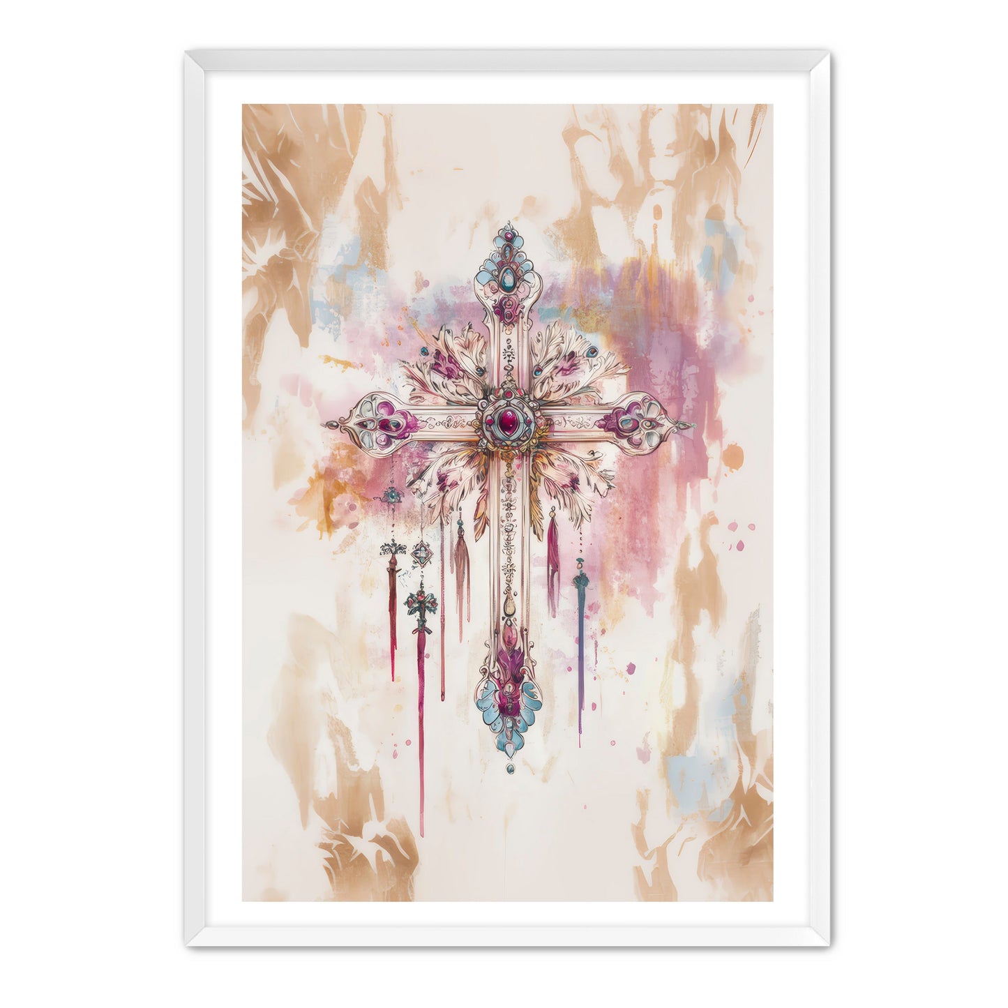 Boho Art Print with Cross