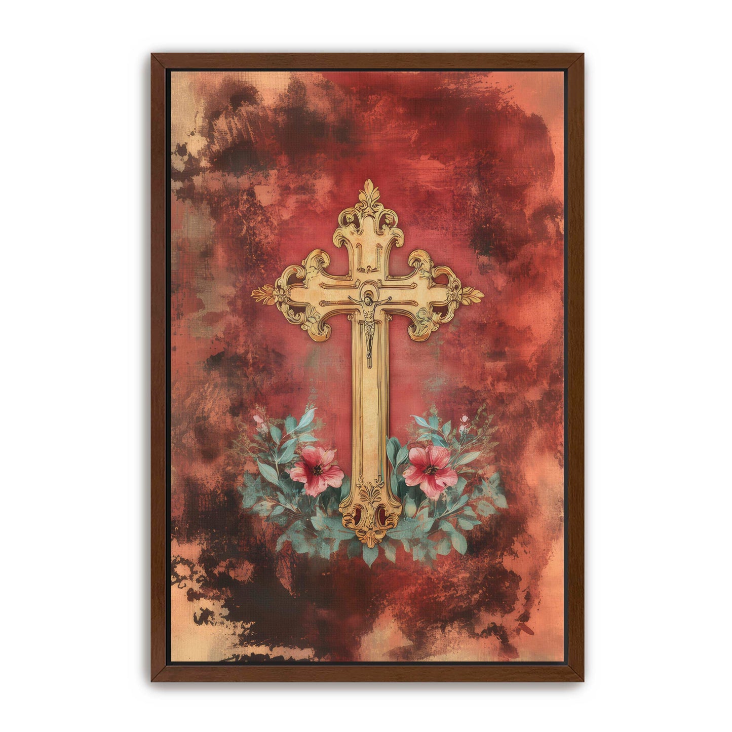 Christian Cross Print on Velvet