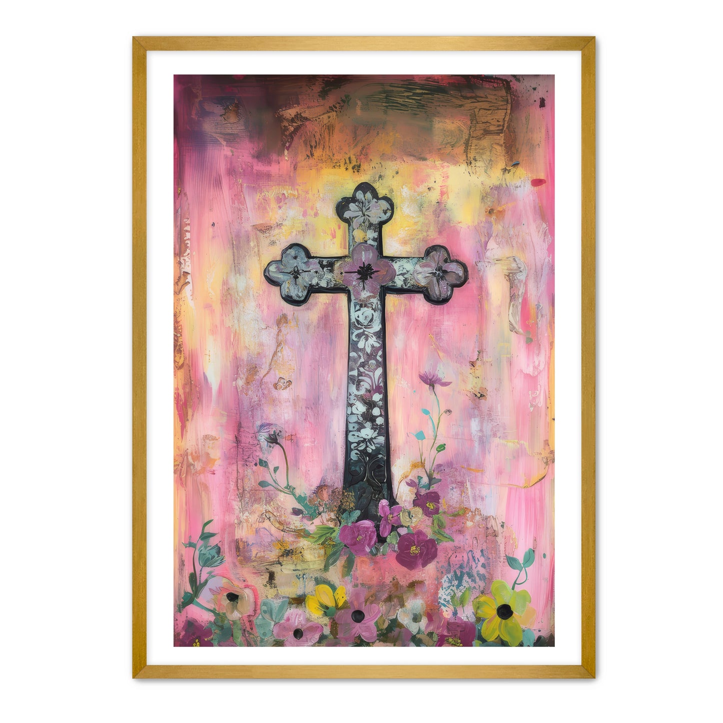 Christian Cross with Flowers