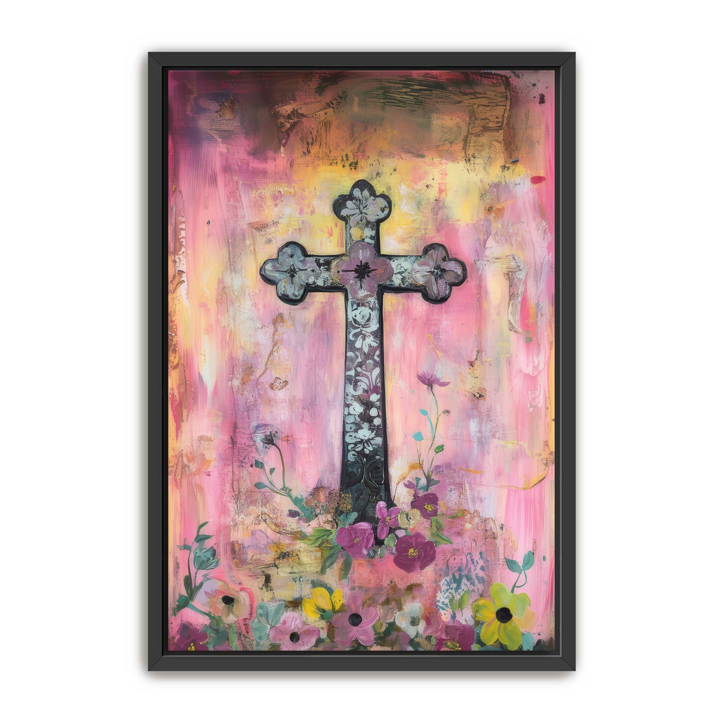 Christian Cross with Flowers