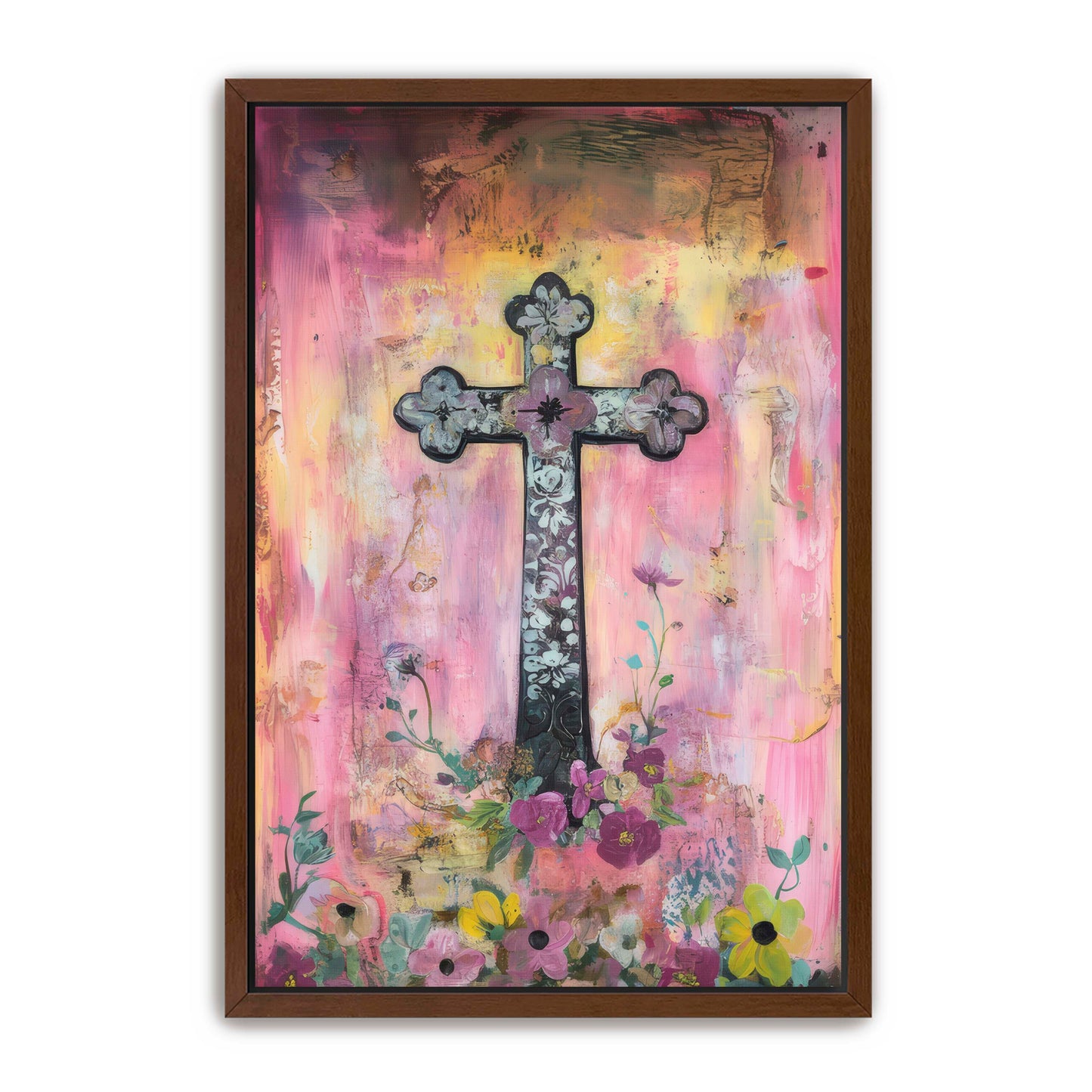 Christian Cross with Flowers