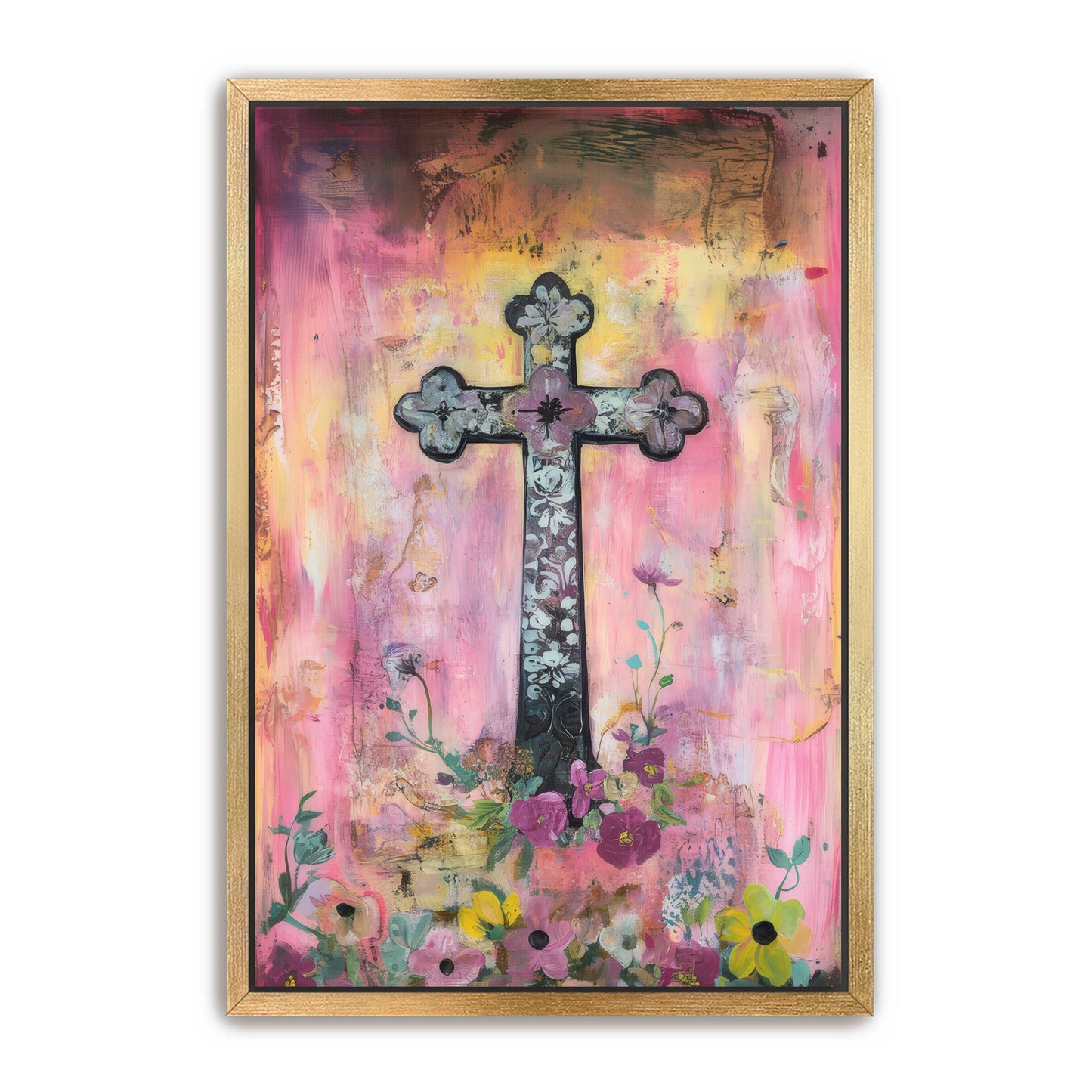 Christian Cross with Flowers
