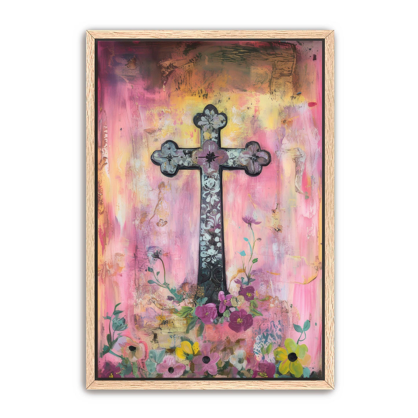 Christian Cross with Flowers