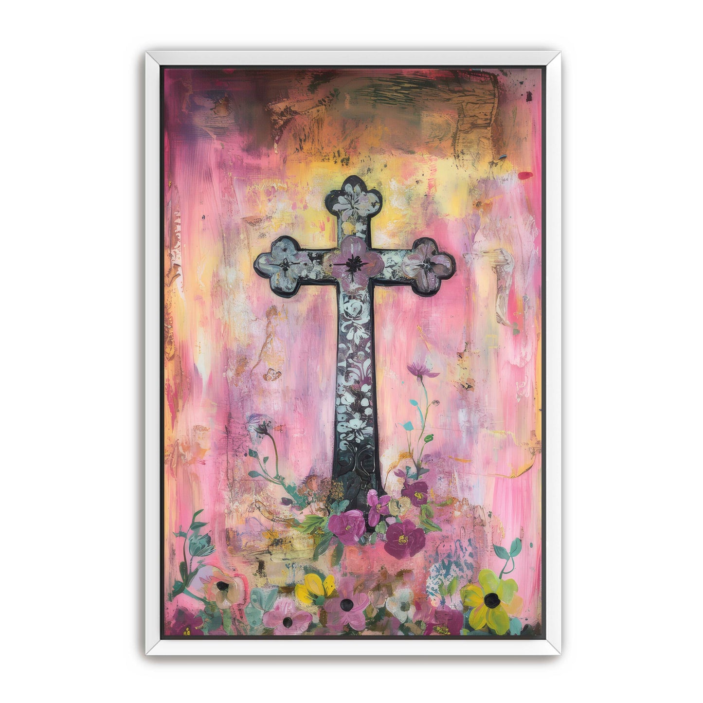 Christian Cross with Flowers