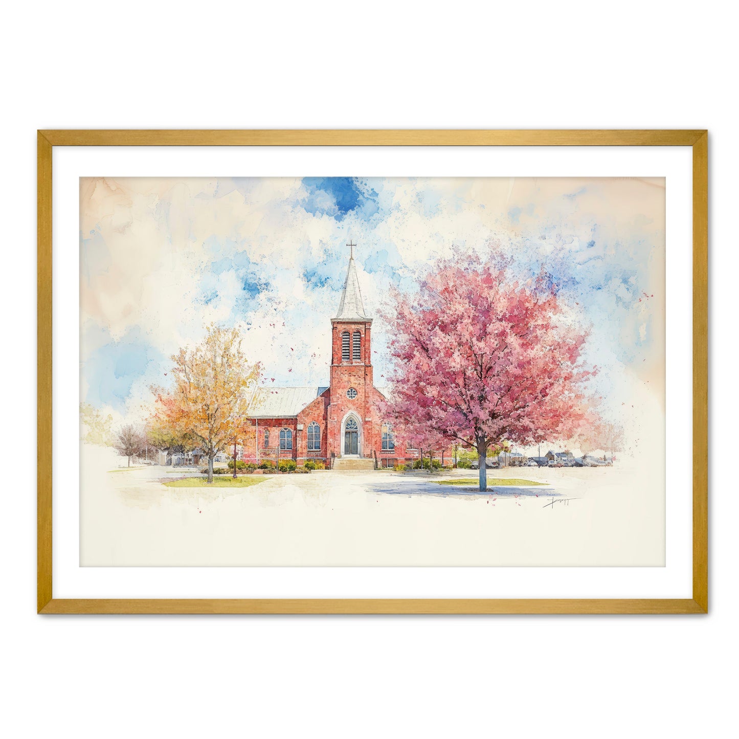 Church Watercolor Print