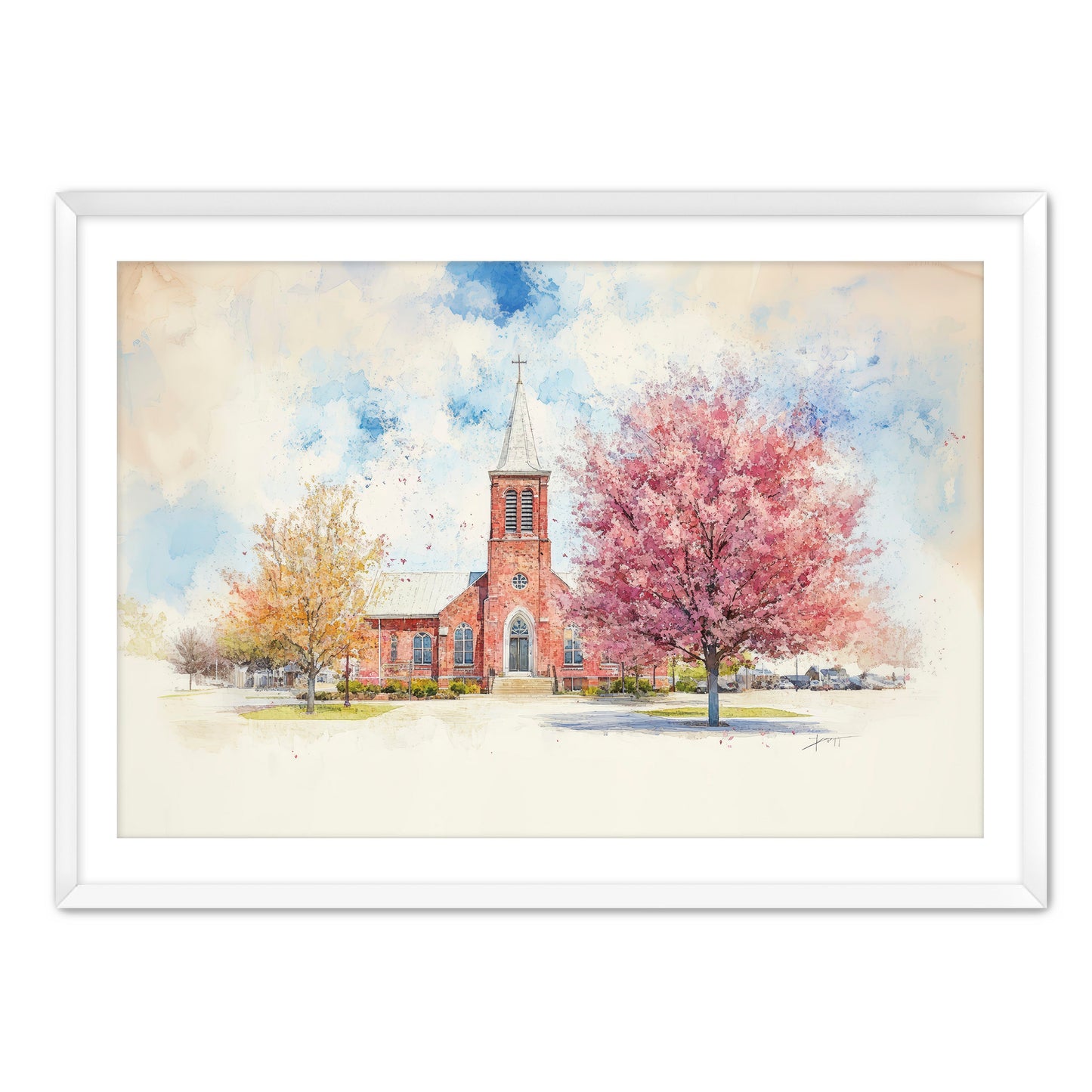 Church Watercolor Print