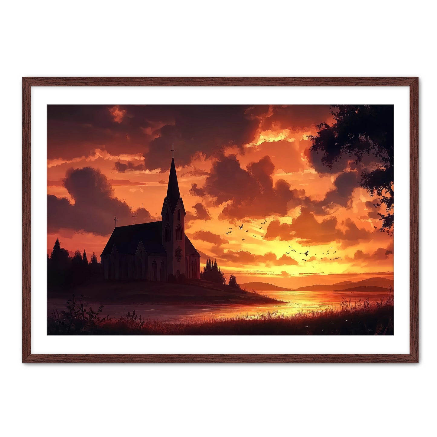 Church at Orange Sunset