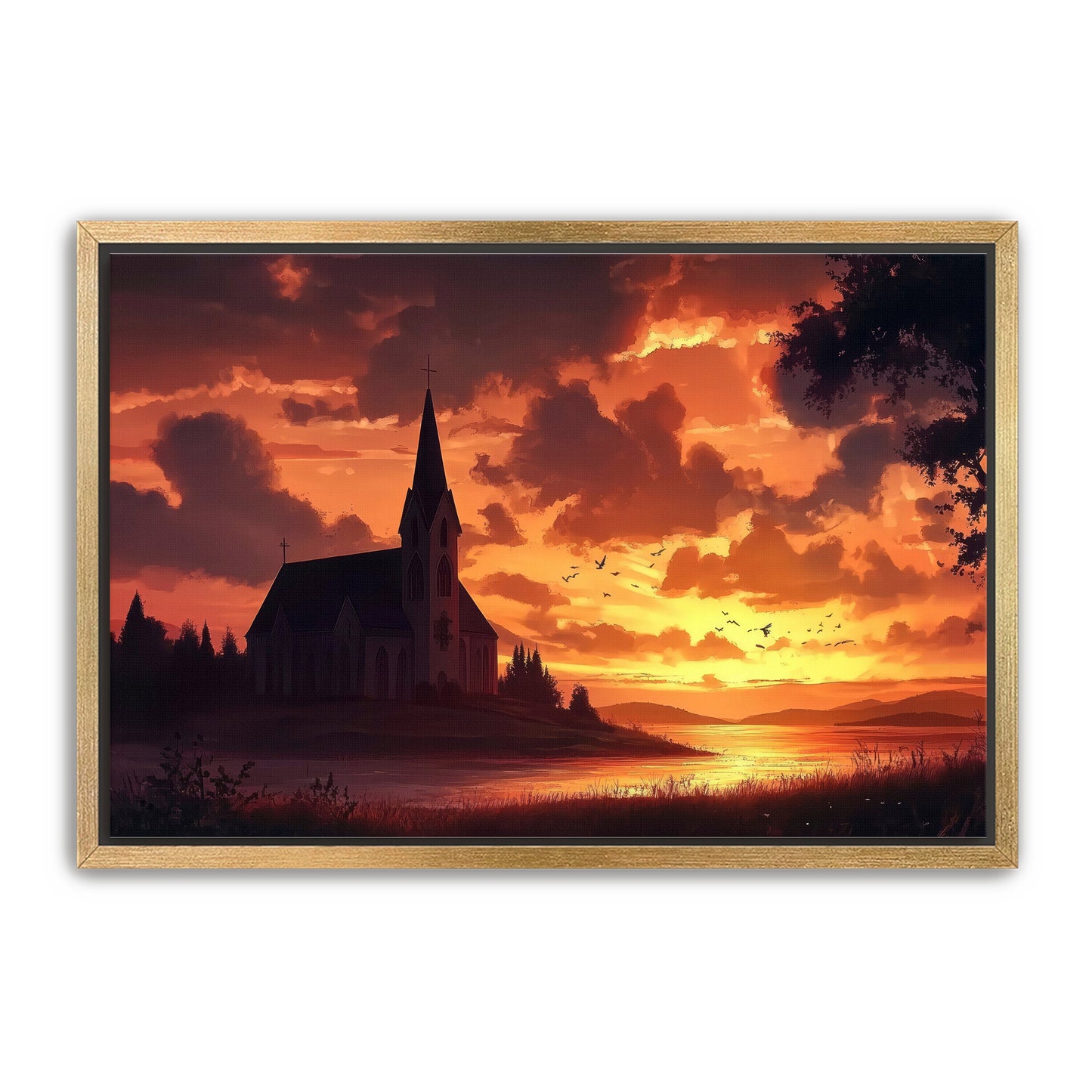 Church at Orange Sunset