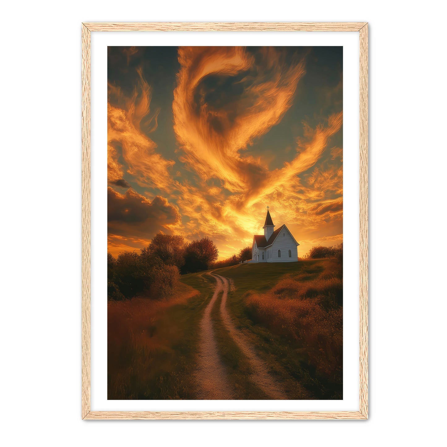Church at Sunset in Country