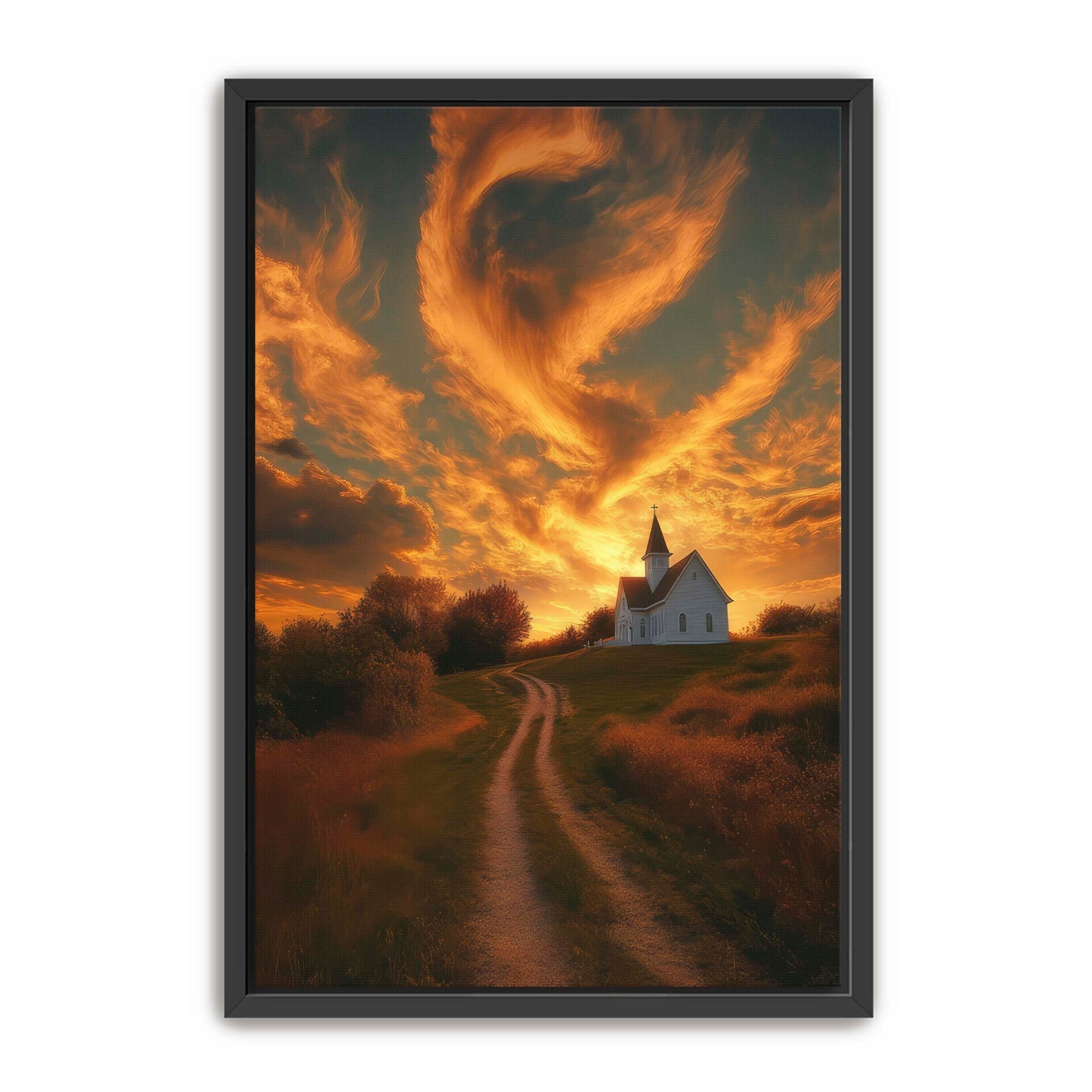 Church at Sunset in Country