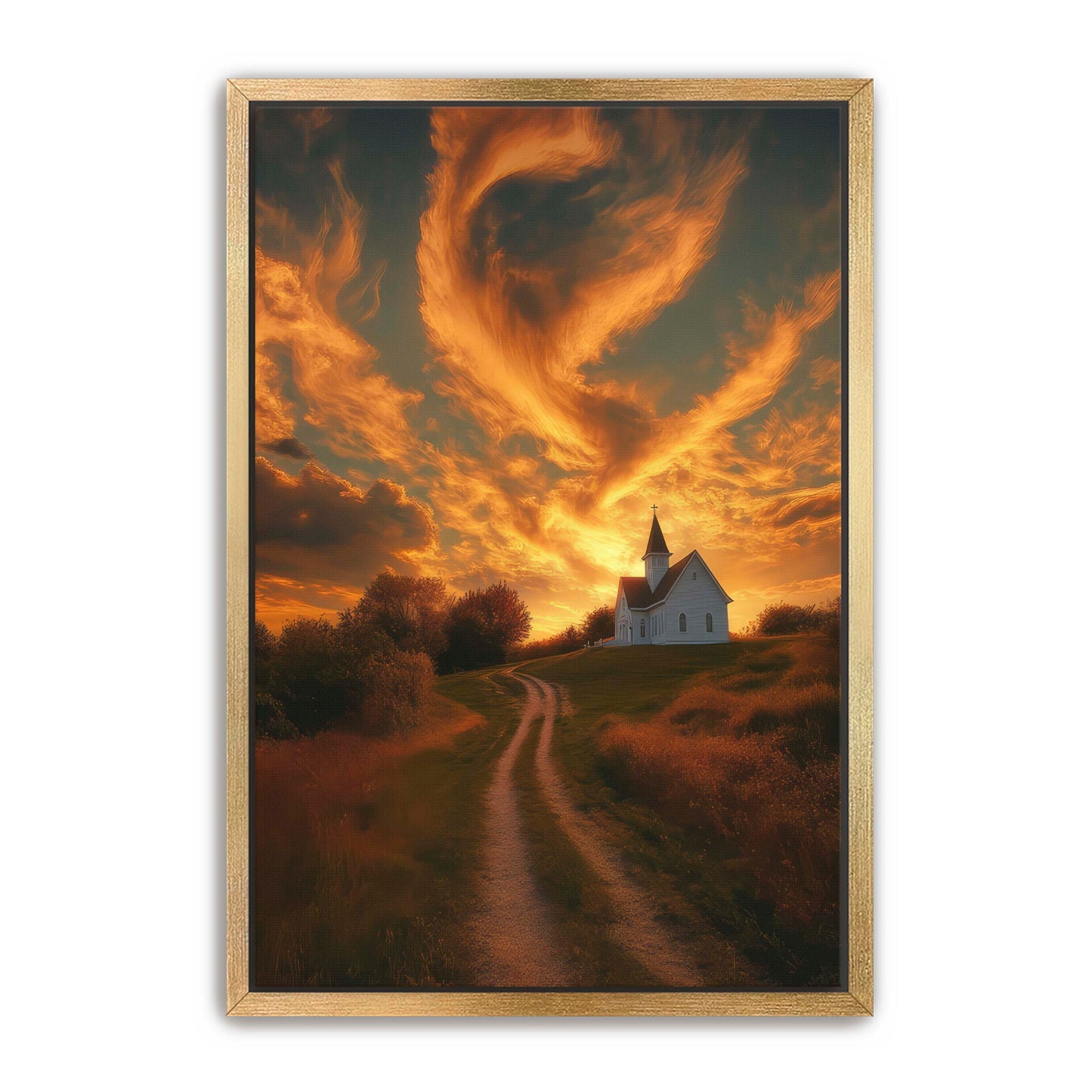 Church at Sunset in Country