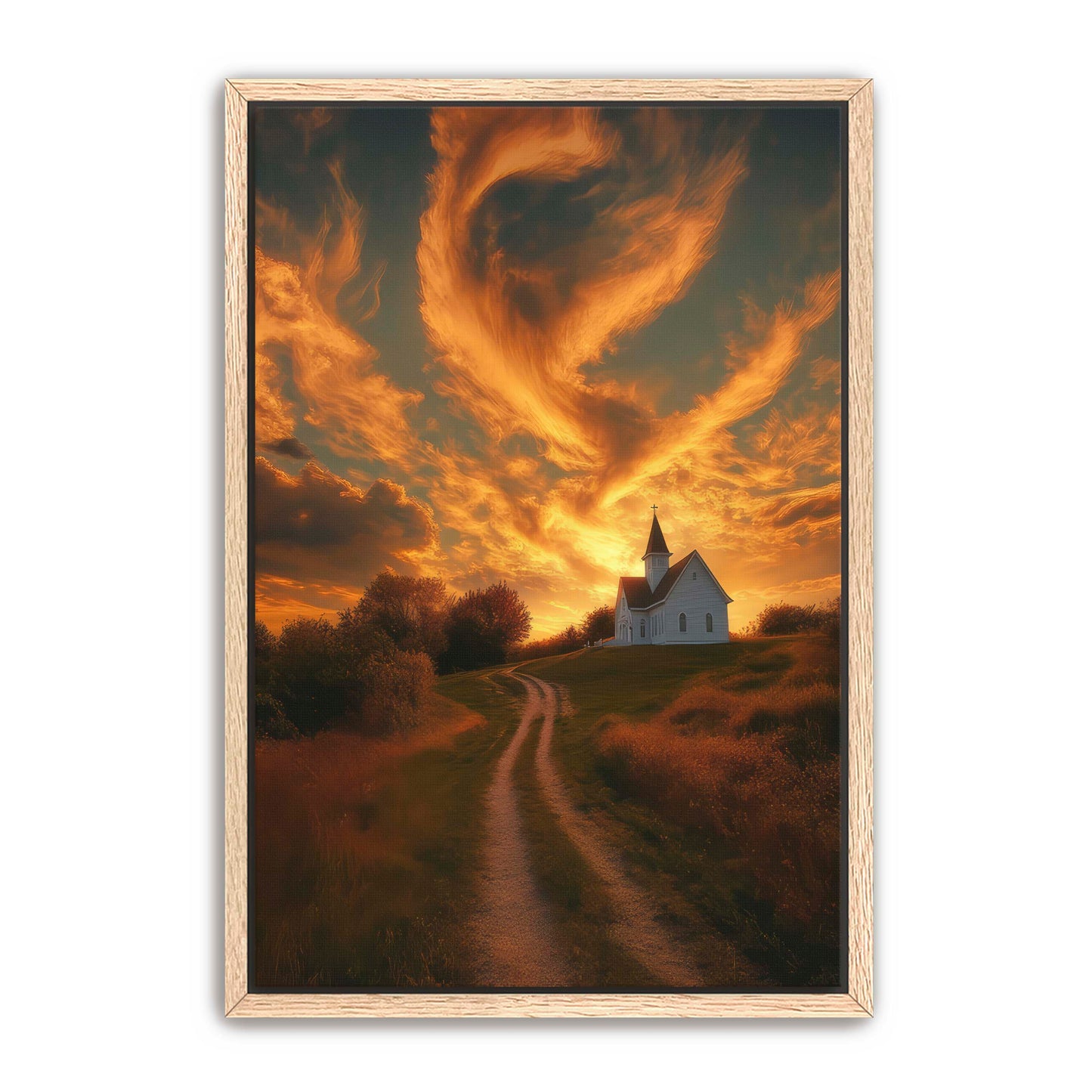 Church at Sunset in Country