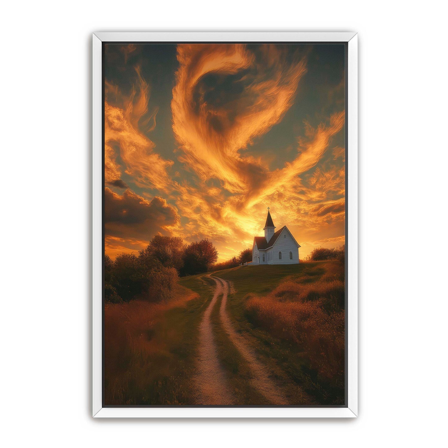 Church at Sunset in Country