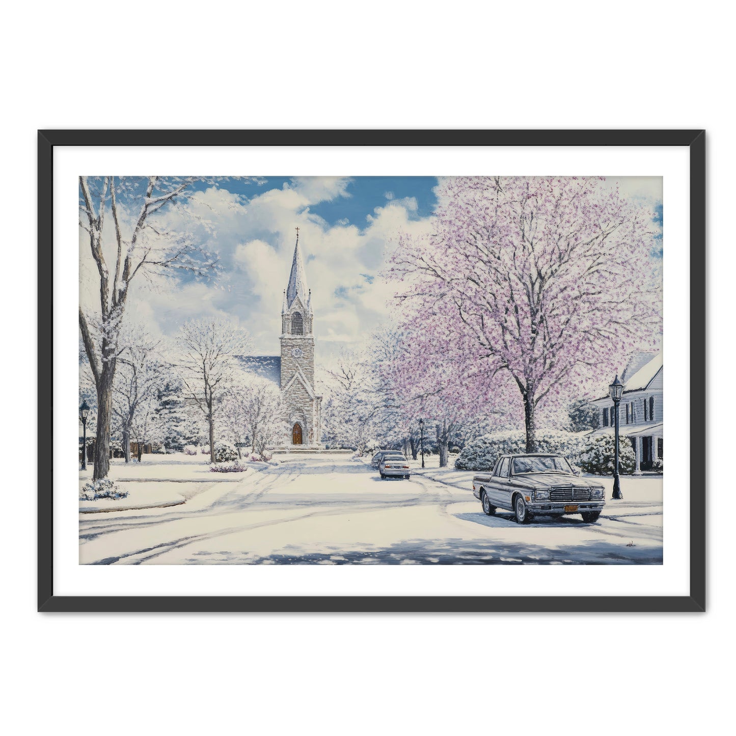 Church in Snowy Season Painting