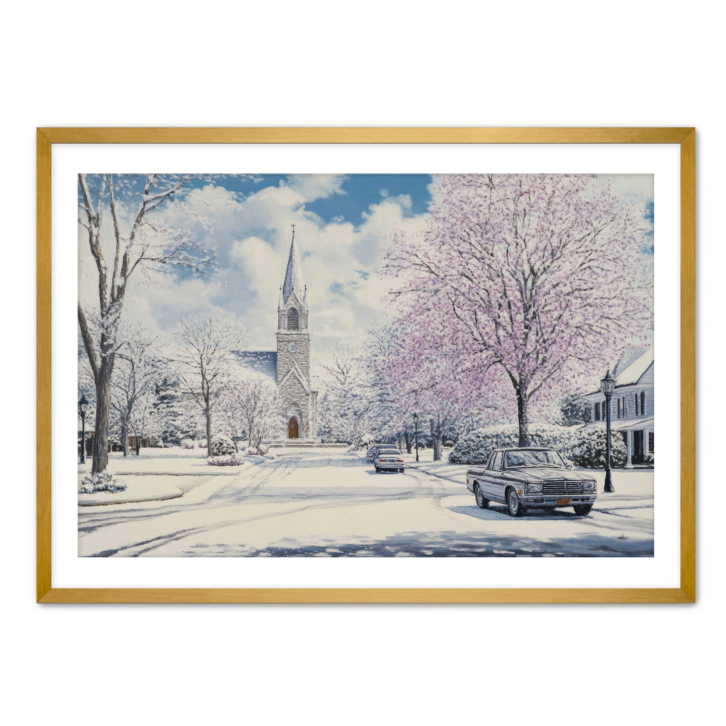 Church in Snowy Season Painting