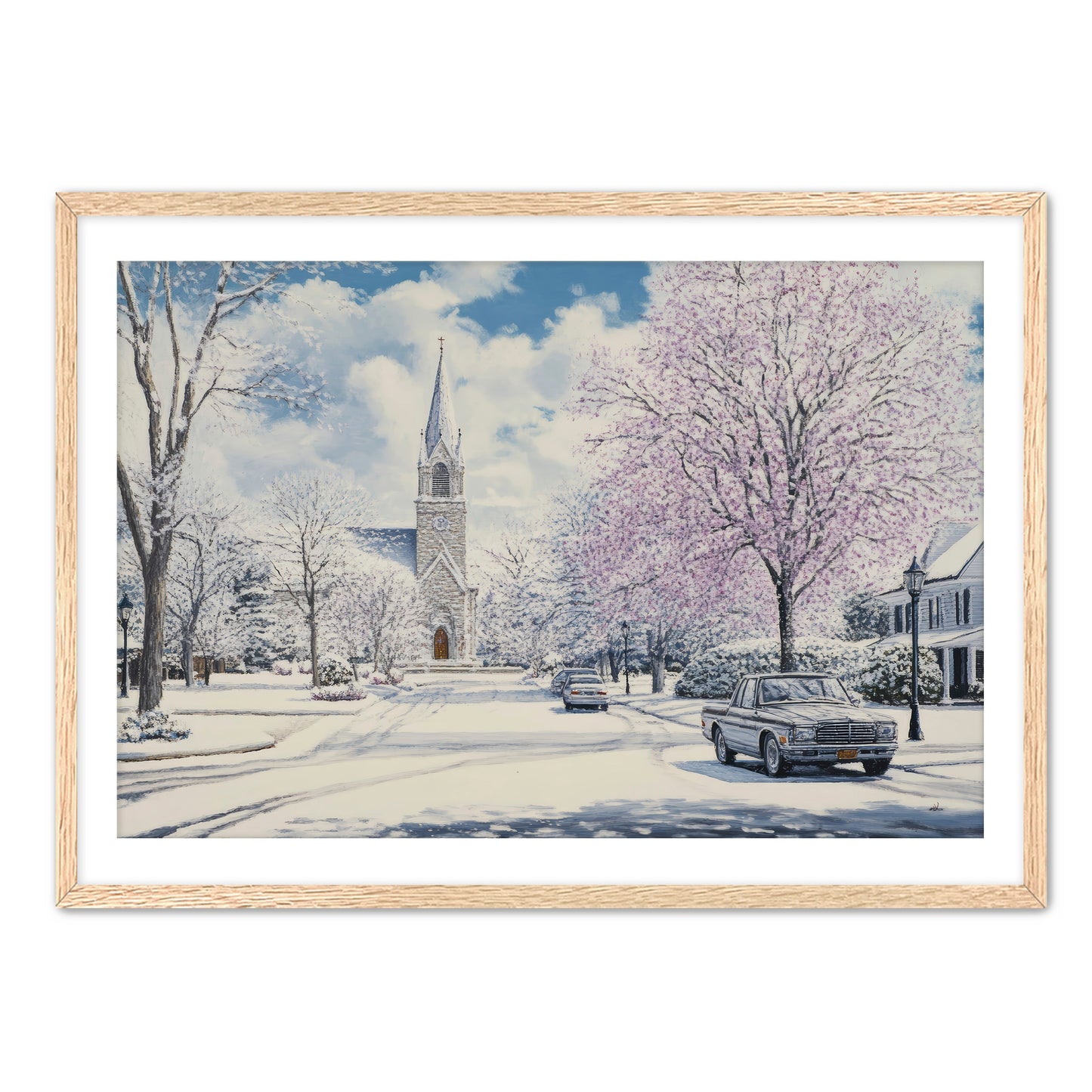 Church in Snowy Season Painting