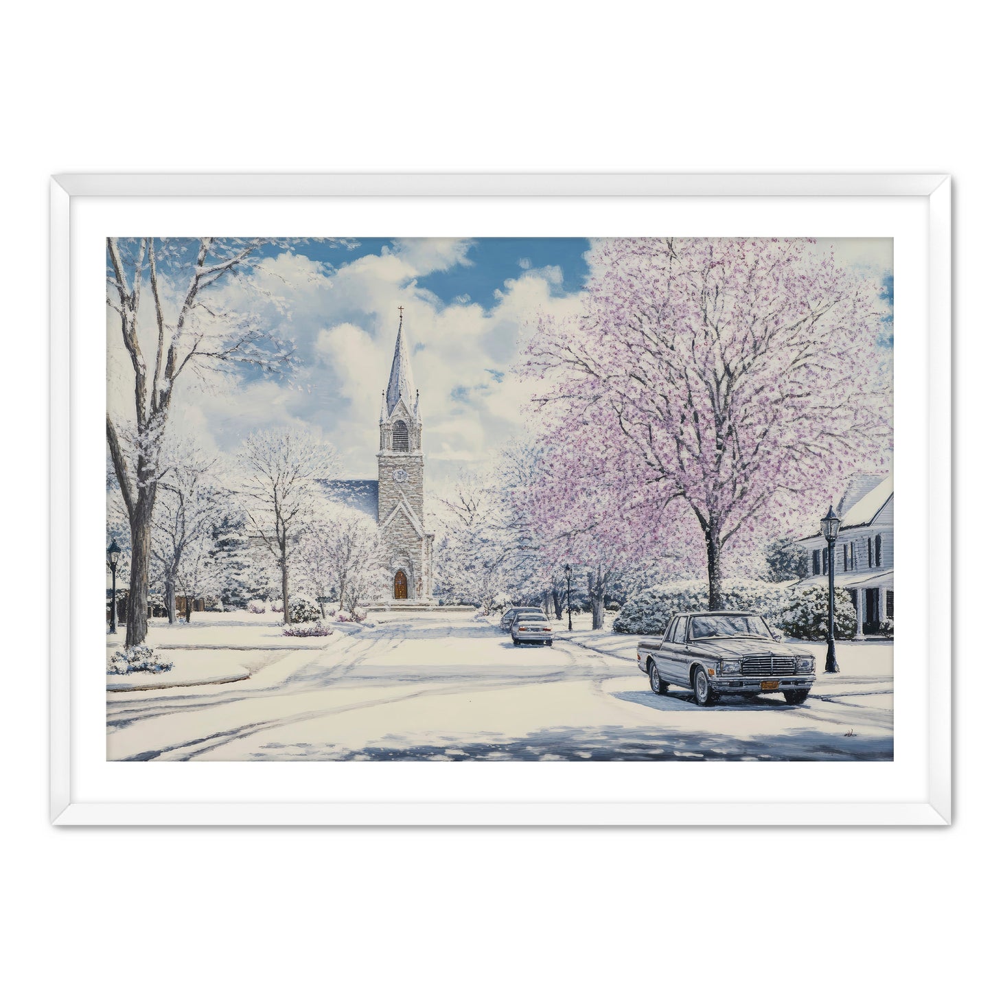 Church in Snowy Season Painting