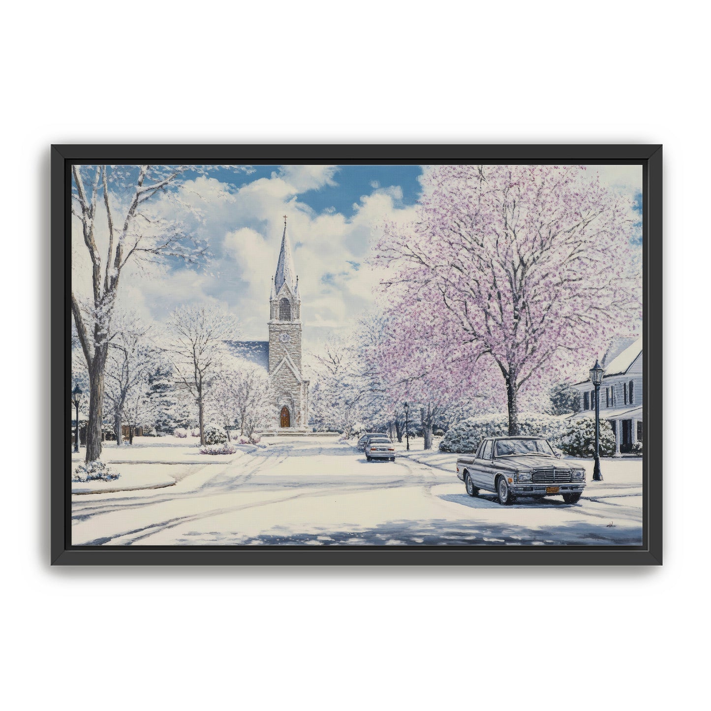 Church in Snowy Season Painting