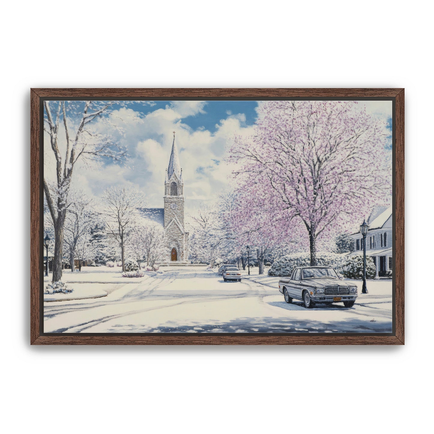 Church in Snowy Season Painting