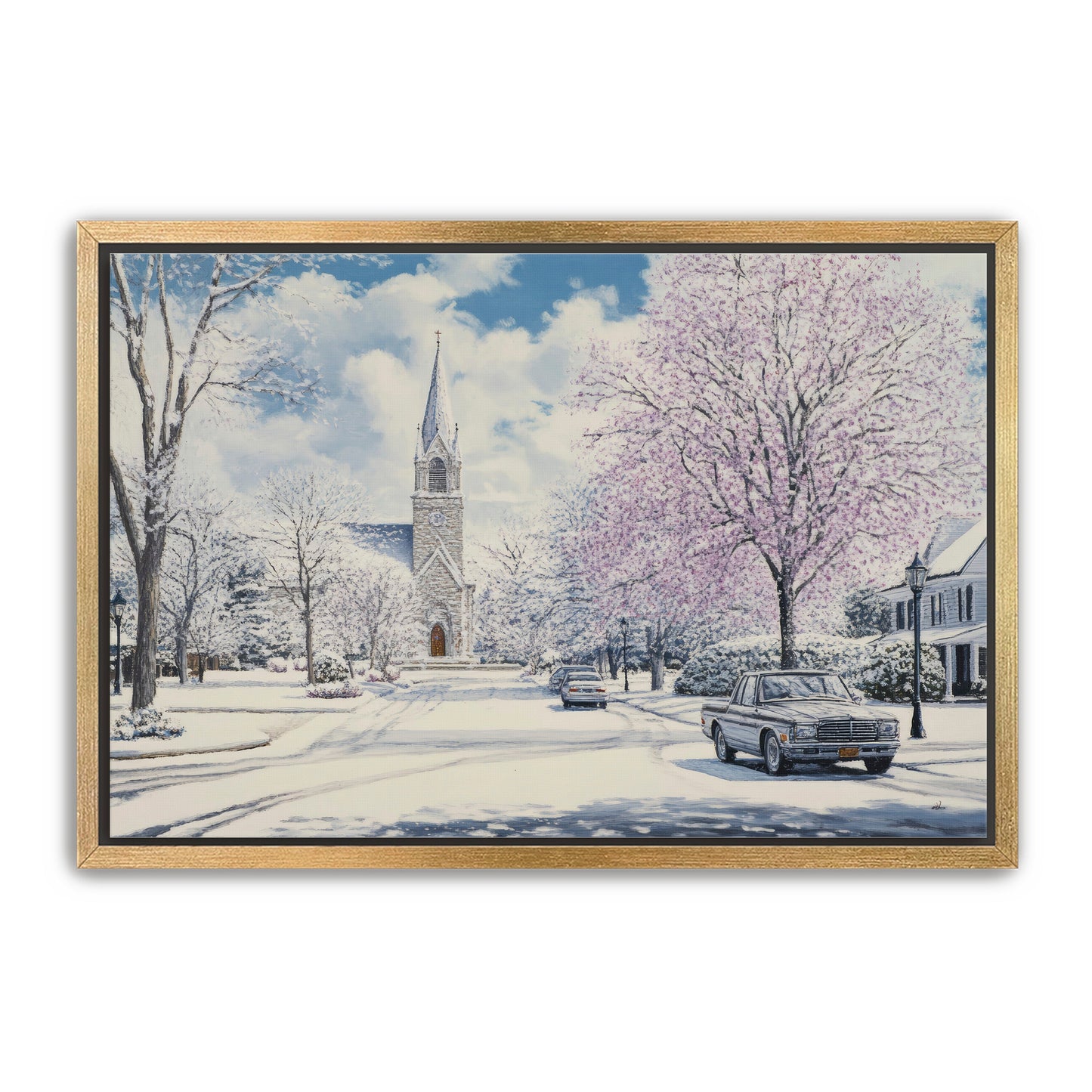 Church in Snowy Season Painting