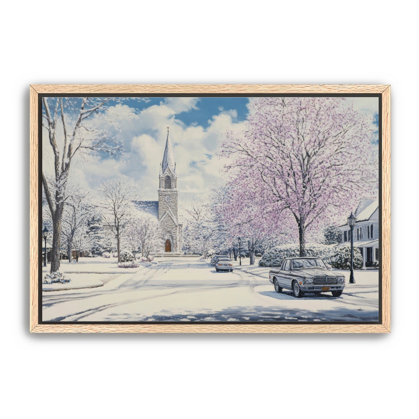 Church in Snowy Season Painting