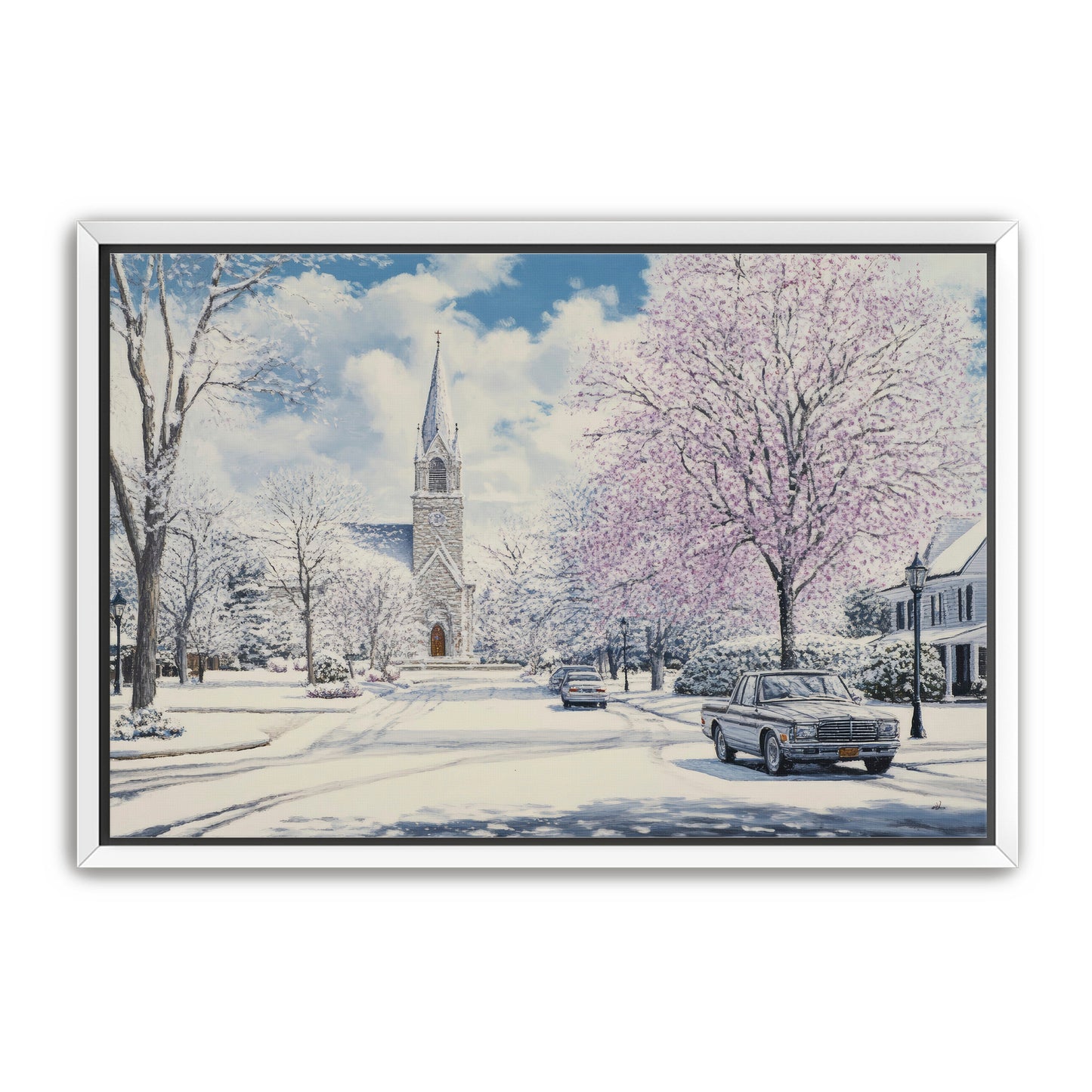 Church in Snowy Season Painting