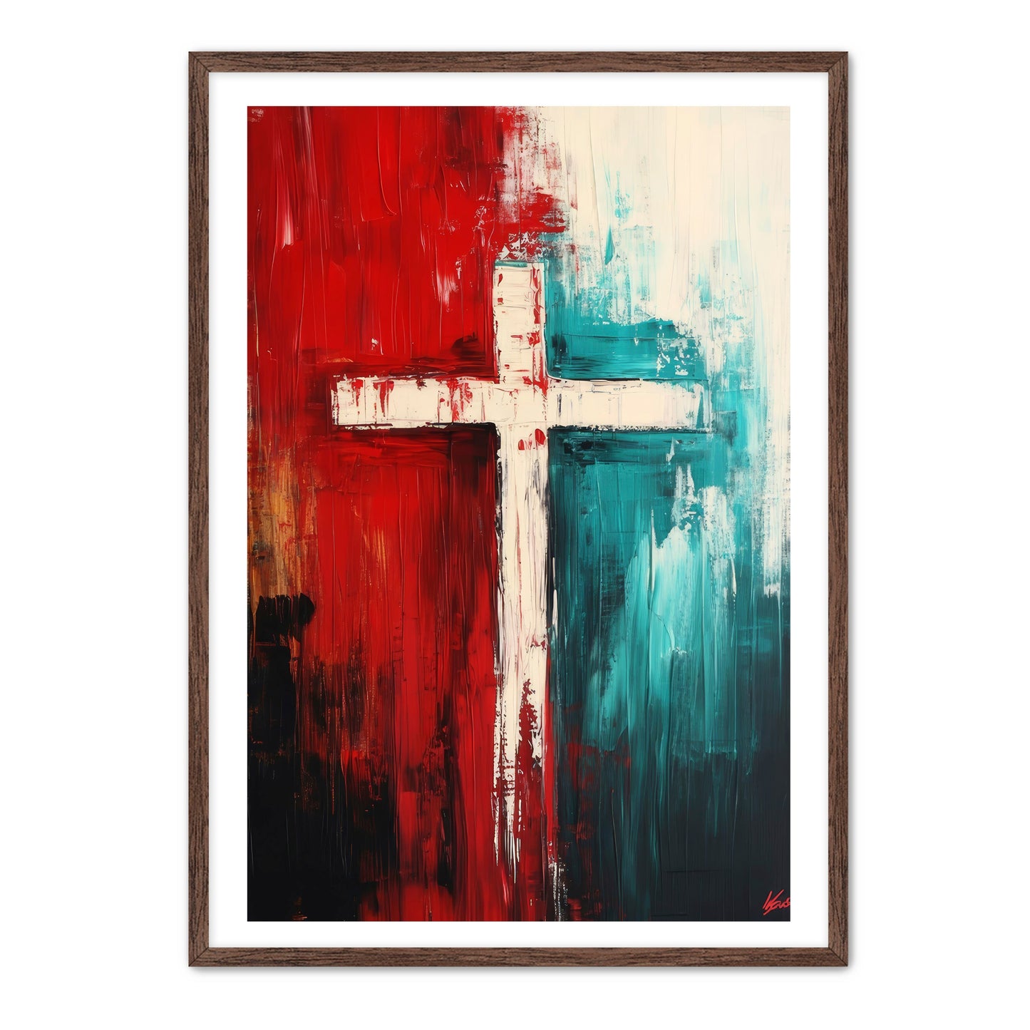 Cross Painting Red and Blue