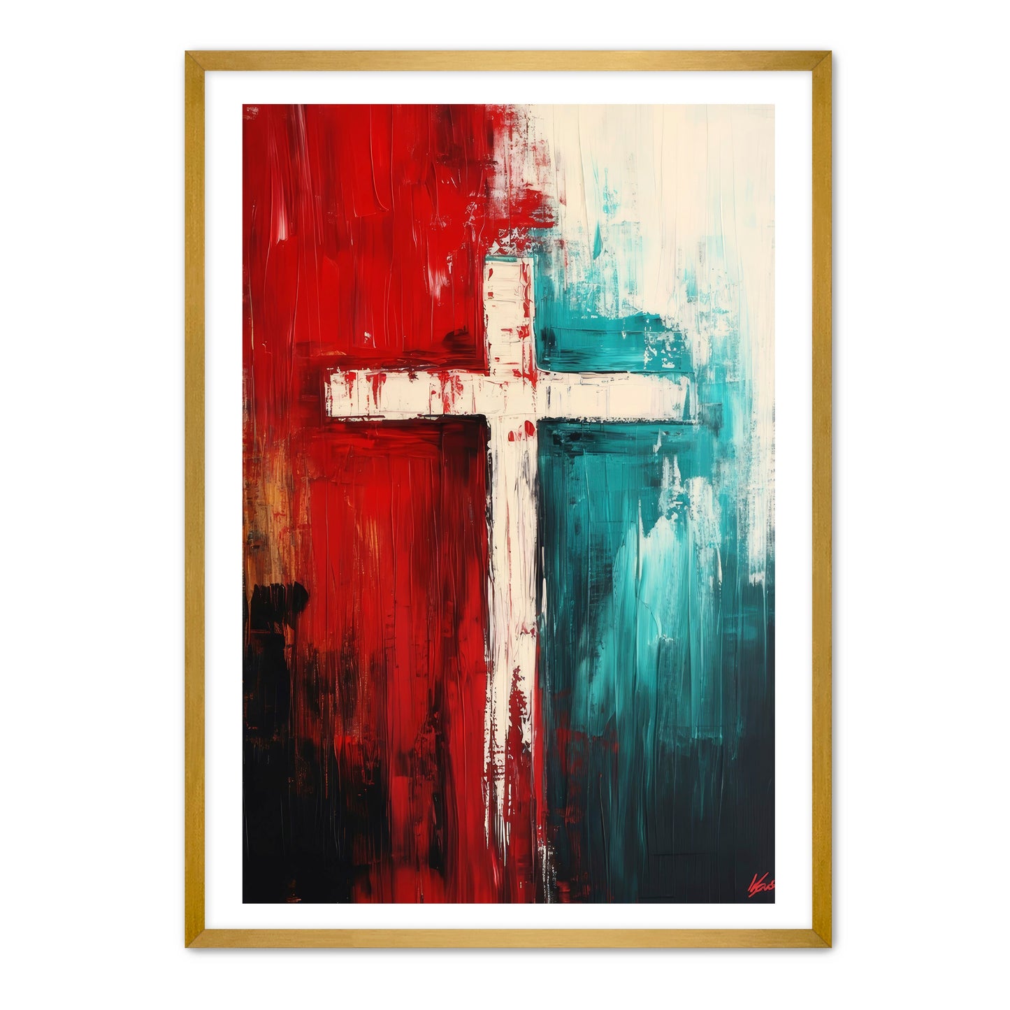 Cross Painting Red and Blue