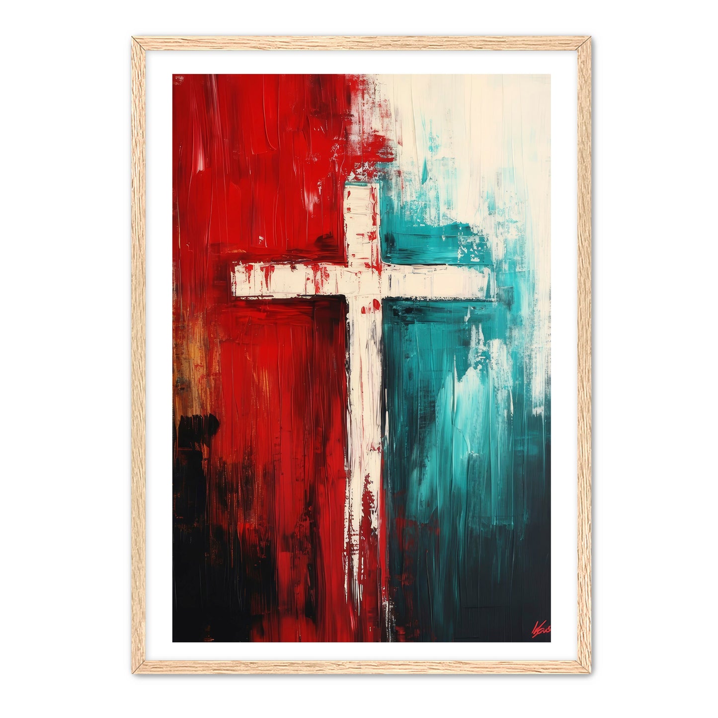 Cross Painting Red and Blue