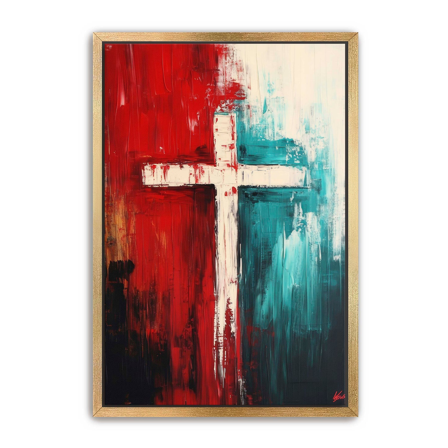 Cross Painting Red and Blue