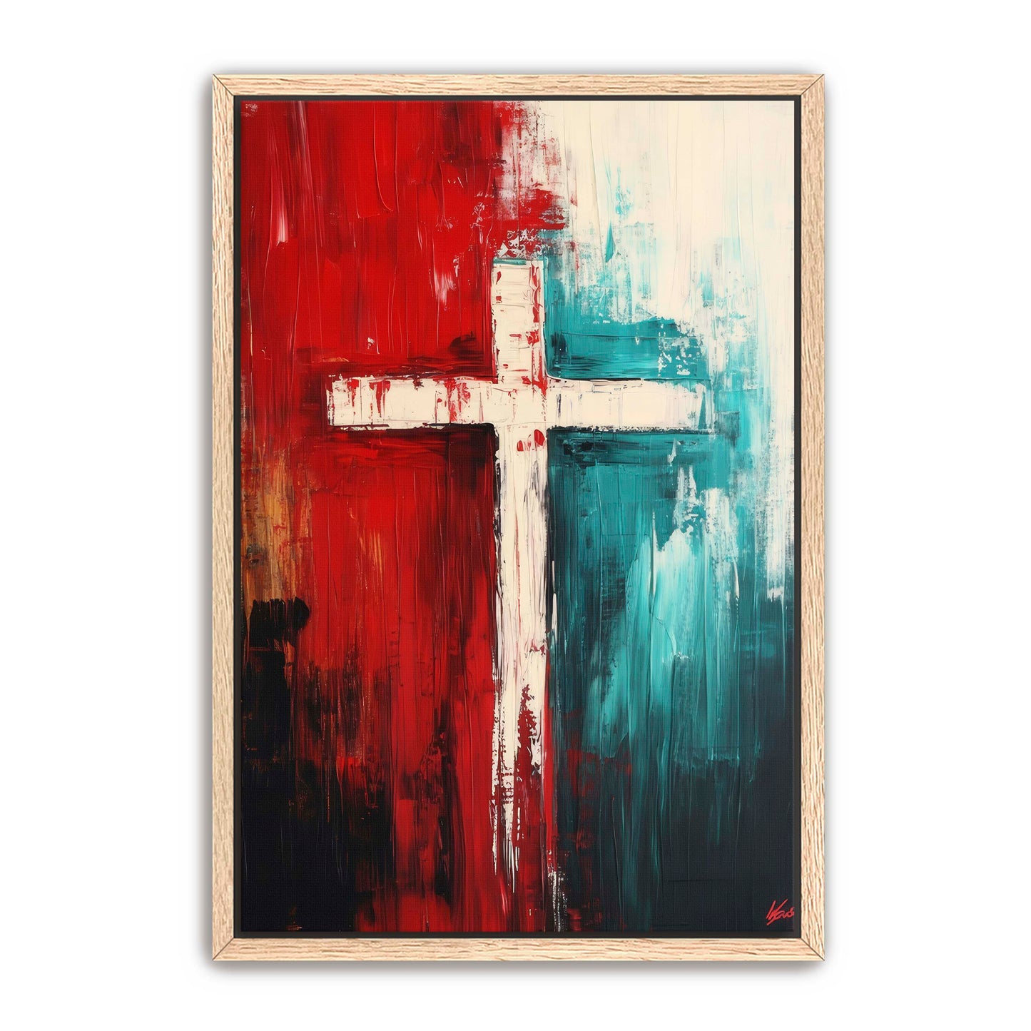 Cross Painting Red and Blue