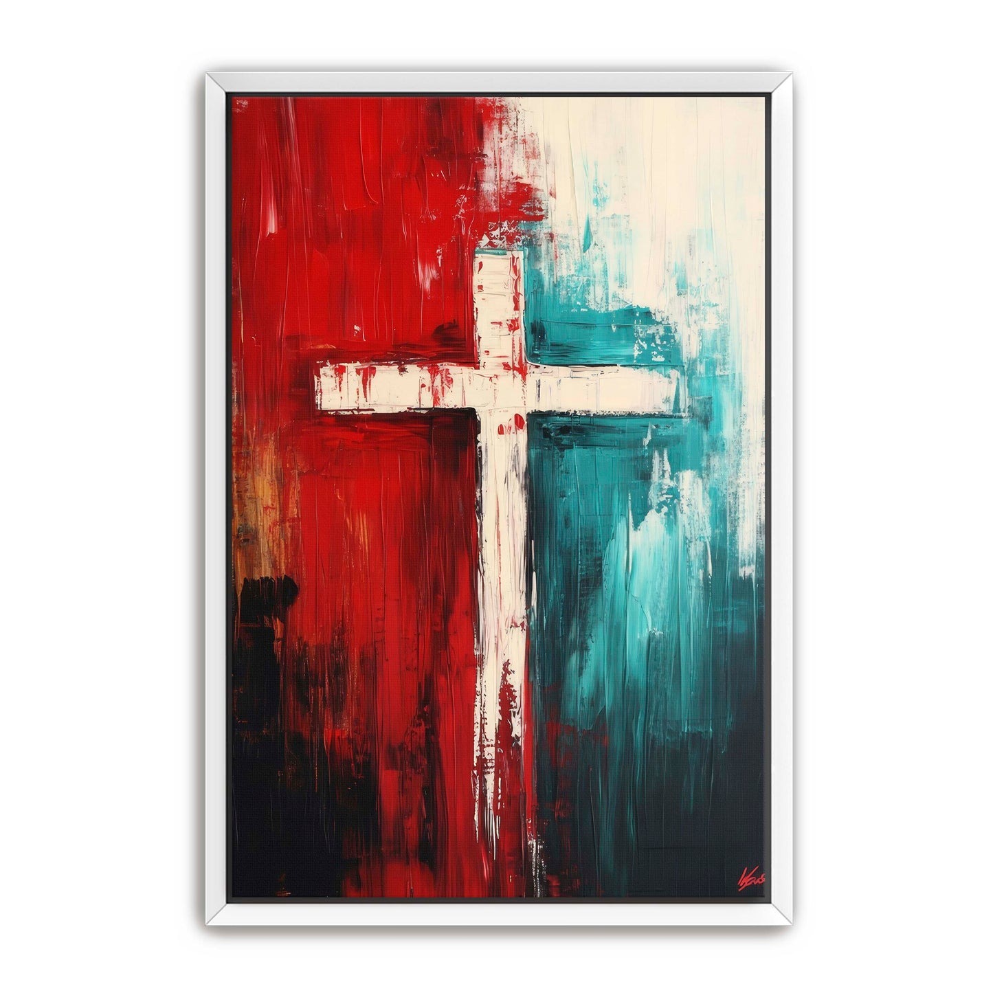 Cross Painting Red and Blue
