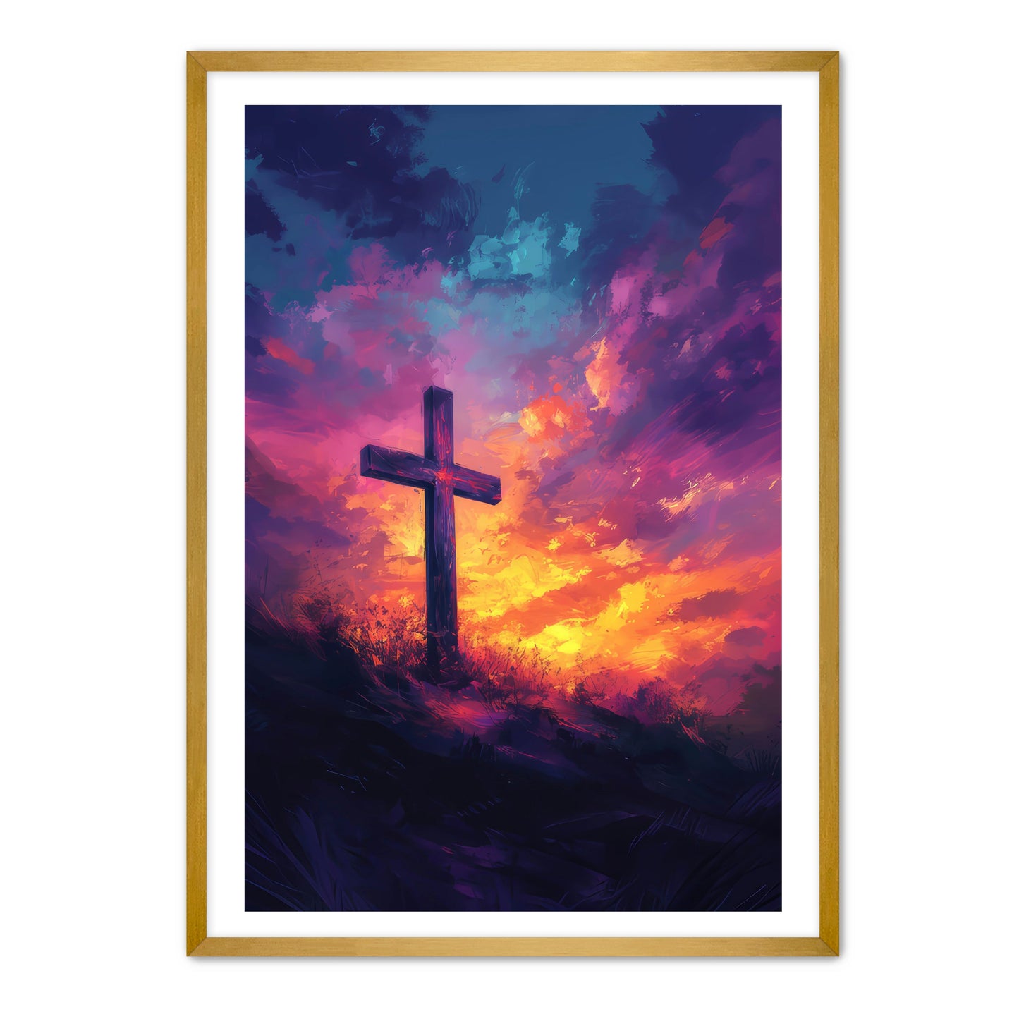 Cross at Purple Sunset
