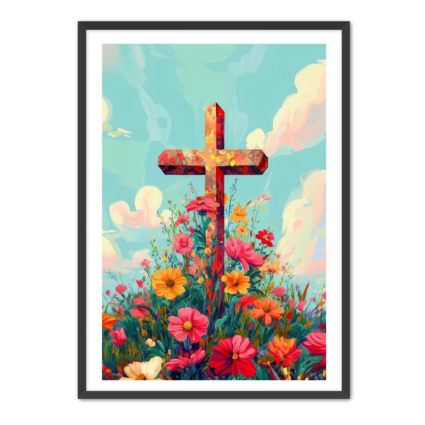 Cross with Pretty Flowers