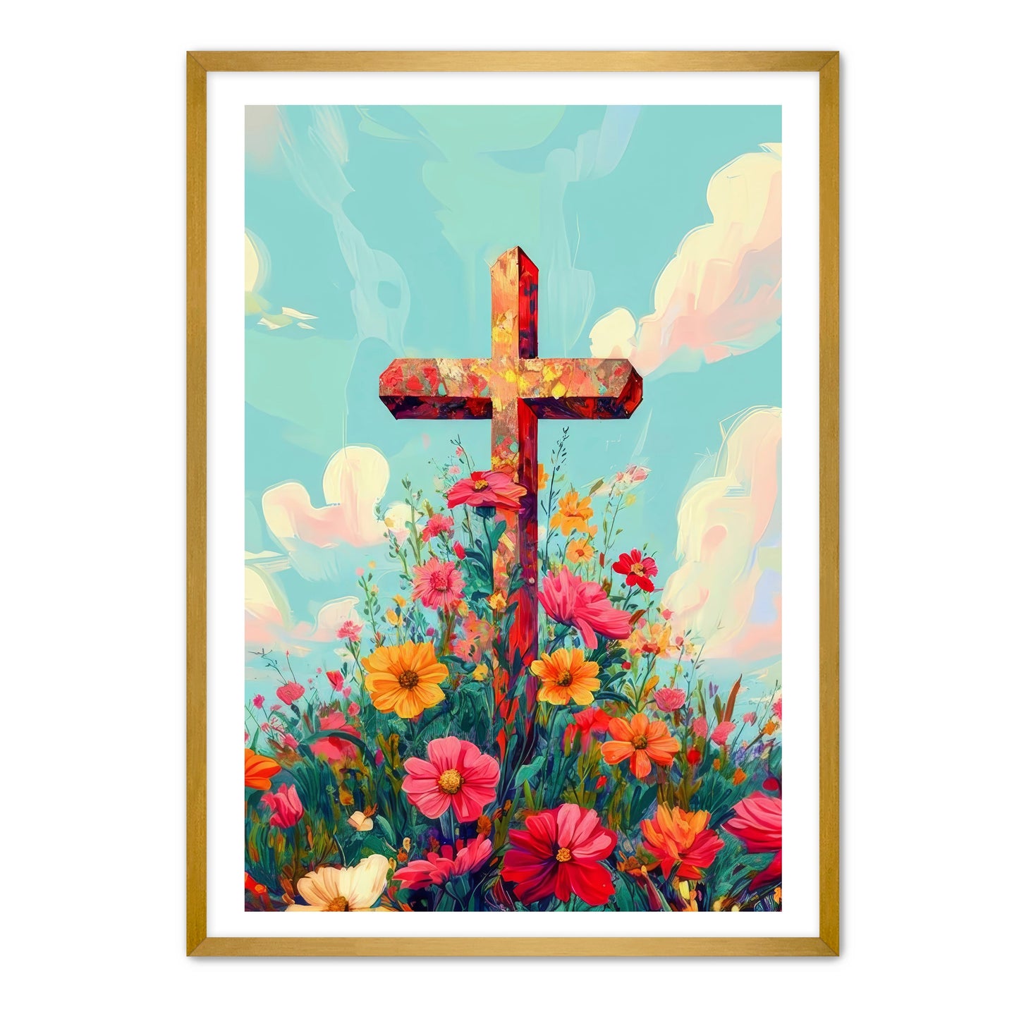 Cross with Pretty Flowers