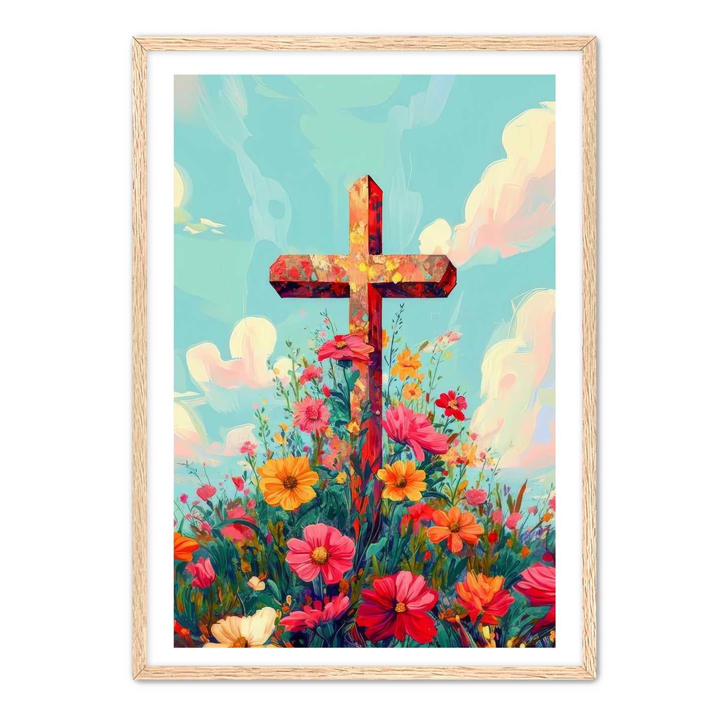 Cross with Pretty Flowers