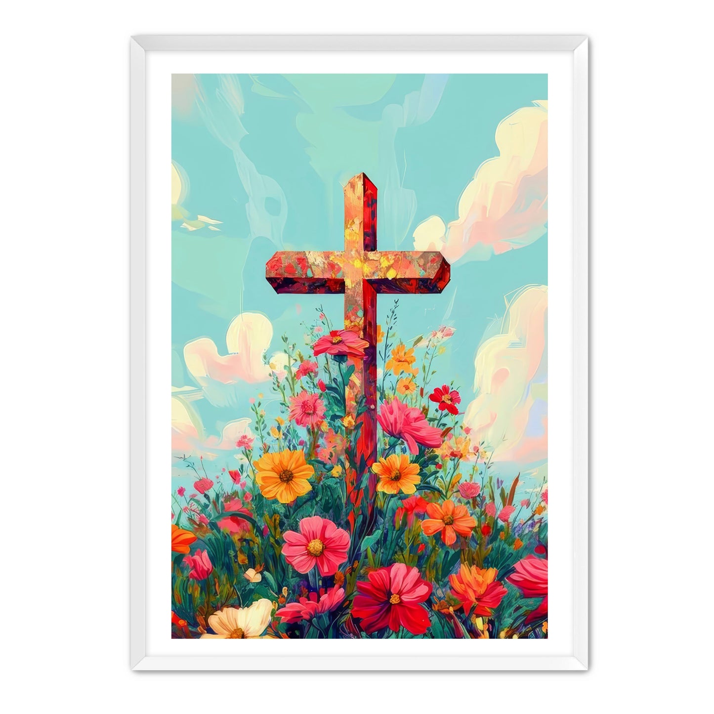 Cross with Pretty Flowers